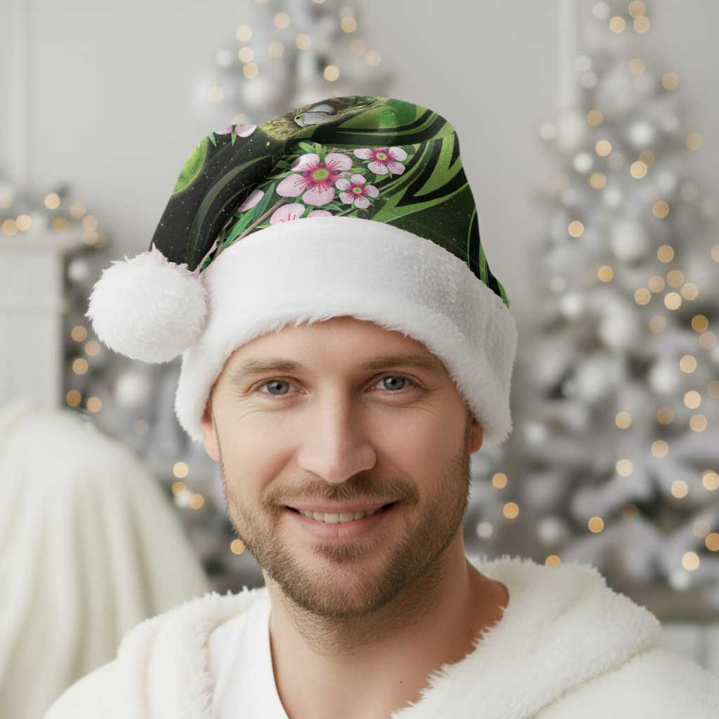New Zealand Aotearoa Kakapo Christmas Santa Hat Maori Pattern With Manuka Galaxy Style - Polynesian Pride