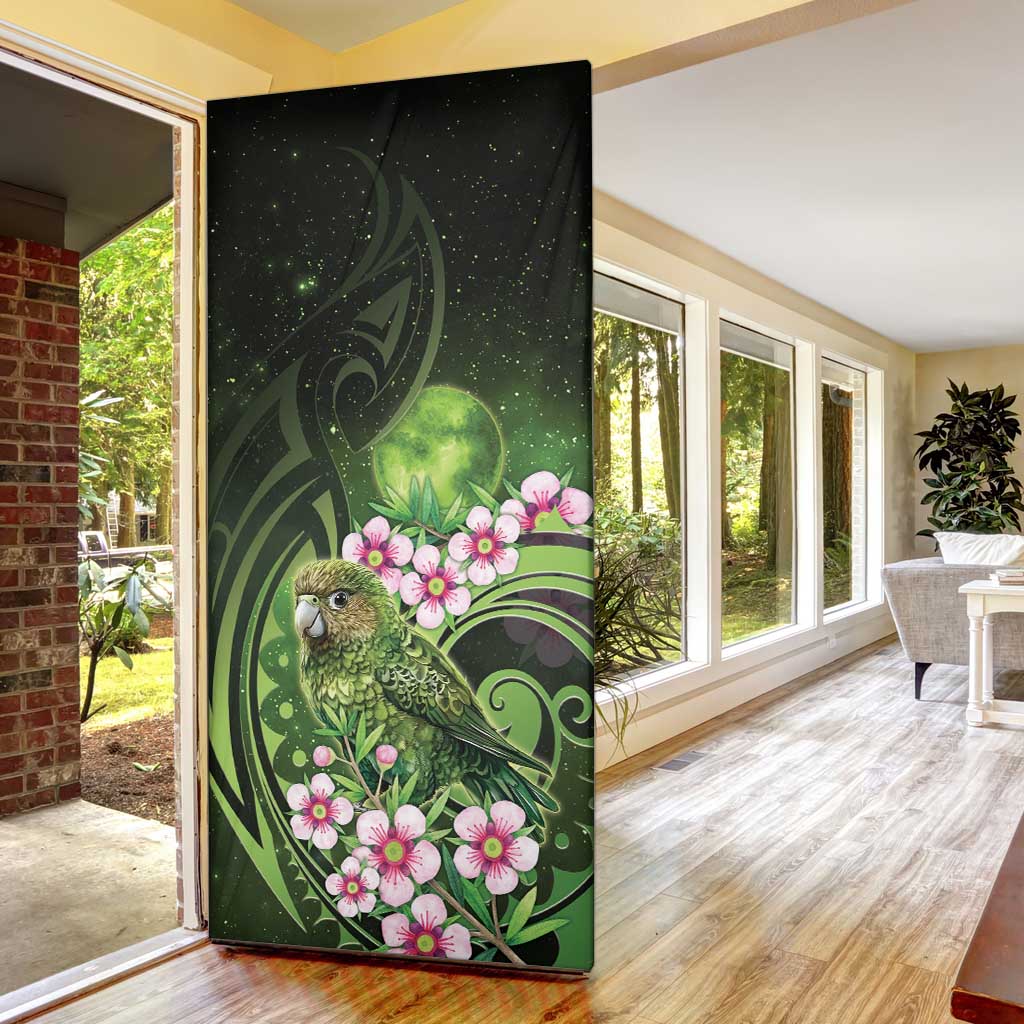 New Zealand Aotearoa Kakapo Door Cover Maori Pattern With Manuka Galaxy Style - Polynesian Pride