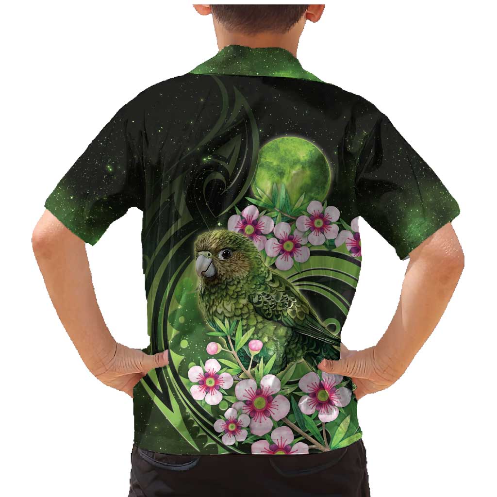 New Zealand Aotearoa Kakapo Family Matching Mermaid Dress and Hawaiian Shirt Maori Pattern With Manuka Galaxy Style - Polynesian Pride