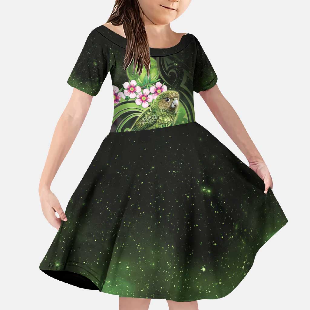 New Zealand Aotearoa Kakapo Family Matching Mermaid Dress and Hawaiian Shirt Maori Pattern With Manuka Galaxy Style - Polynesian Pride