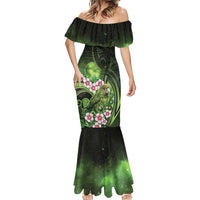 New Zealand Aotearoa Kakapo Mermaid Dress Maori Pattern With Manuka Galaxy Style - Polynesian Pride