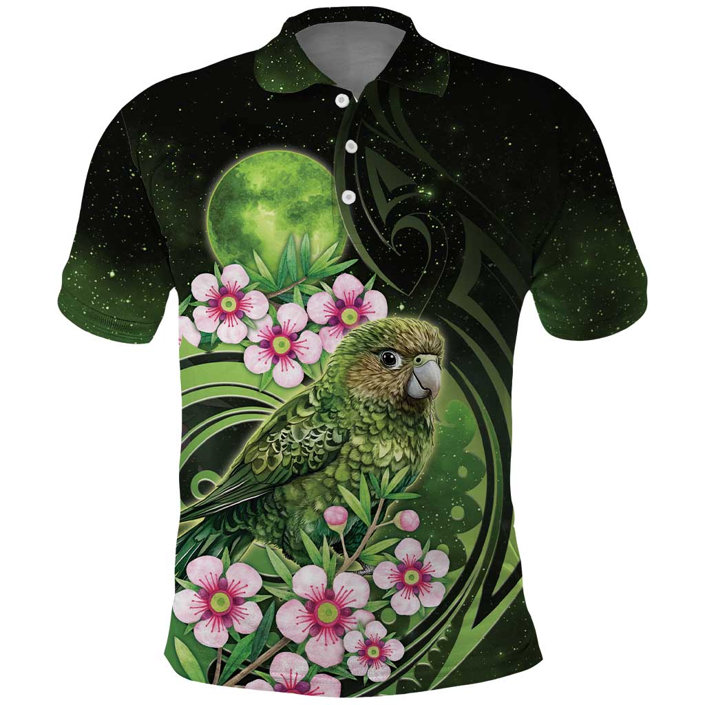 New Zealand Aotearoa Kakapo Polo Shirt Maori Pattern With Manuka Galaxy Style - Polynesian Pride