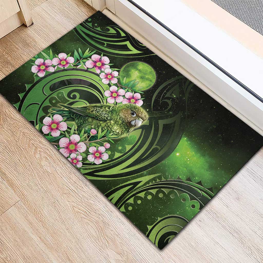 New Zealand Aotearoa Kakapo Rubber Doormat Maori Pattern With Manuka Galaxy Style - Polynesian Pride