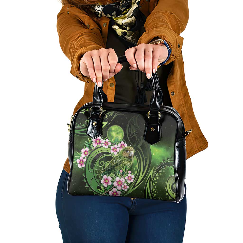 New Zealand Aotearoa Kakapo Shoulder Handbag Maori Pattern With Manuka Galaxy Style - Polynesian Pride