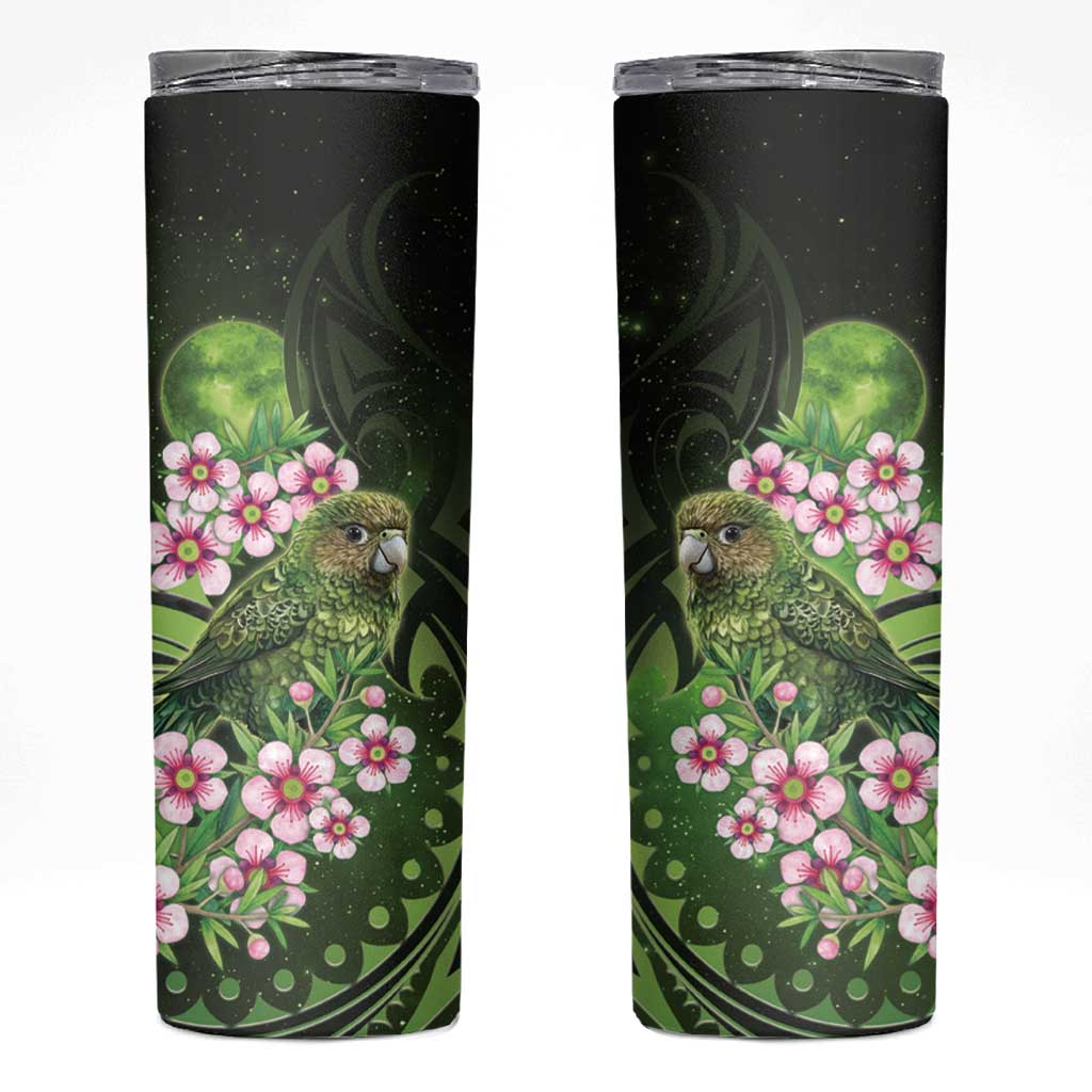 New Zealand Aotearoa Kakapo Skinny Tumbler Maori Pattern With Manuka Galaxy Style - Polynesian Pride