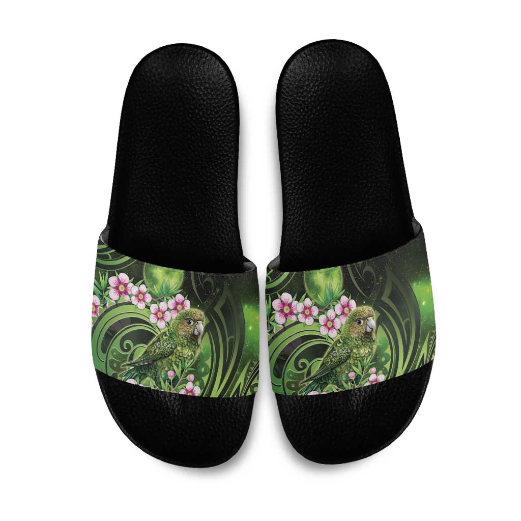 New Zealand Aotearoa Kakapo Slide Sandals Maori Pattern With Manuka Galaxy Style - Polynesian Pride