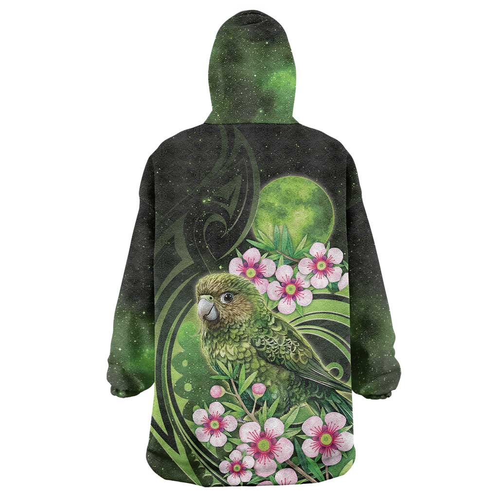 New Zealand Aotearoa Kakapo Wearable Blanket Hoodie Maori Pattern With Manuka Galaxy Style - Polynesian Pride