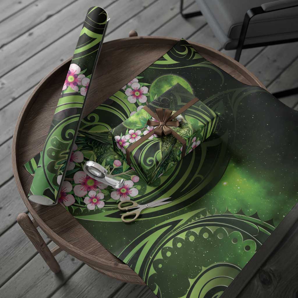 New Zealand Aotearoa Kakapo Wrapping Paper Maori Pattern With Manuka Galaxy Style