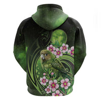 New Zealand Aotearoa Kakapo Zip Hoodie Maori Pattern With Manuka Galaxy Style - Polynesian Pride