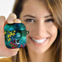 New Zealand Tui Bird AirPods Case Maori Koru With Pohutukawa Galaxy Style - Polynesian Pride