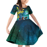 New Zealand Tui Bird Family Matching Off Shoulder Short Dress and Hawaiian Shirt Maori Koru With Pohutukawa Galaxy Style - Polynesian Pride