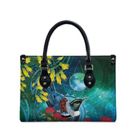 New Zealand Tui Bird Leather Bag Maori Koru With Pohutukawa Galaxy Style - Polynesian Pride