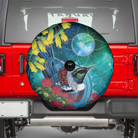 New Zealand Tui Bird Spare Tire Cover Maori Koru With Pohutukawa Galaxy Style - Polynesian Pride