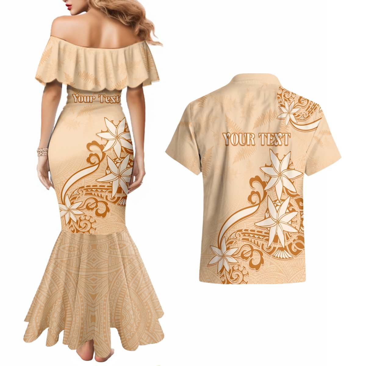 Personalised New Zealand Auckland Folk Festival Couples Matching Mermaid Dress and Hawaiian Shirt Vintage Style LT05 - Polynesian Pride