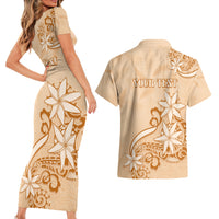 Personalised New Zealand Auckland Folk Festival Couples Matching Short Sleeve Bodycon Dress and Hawaiian Shirt Vintage Style LT05 - Polynesian Pride