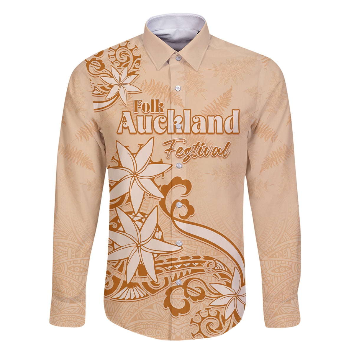 Personalised New Zealand Auckland Folk Festival Family Matching Puletasi Dress and Hawaiian Shirt Vintage Style LT05 Dad's Shirt - Long Sleeve Brown - Polynesian Pride
