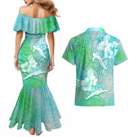 Couple Sea Turtle One Love One Heart Couples Matching Mermaid Dress and Hawaiian Shirt LT05 - Polynesian Pride