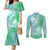 Couple Sea Turtle One Love One Heart Couples Matching Mermaid Dress and Long Sleeve Button Shirt LT05 Aqua - Polynesian Pride