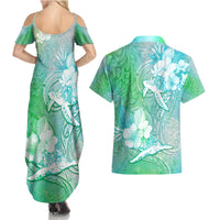 Couple Sea Turtle One Love One Heart Couples Matching Summer Maxi Dress and Hawaiian Shirt LT05 - Polynesian Pride