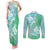 Couple Sea Turtle One Love One Heart Couples Matching Tank Maxi Dress and Long Sleeve Button Shirt LT05 Aqua - Polynesian Pride