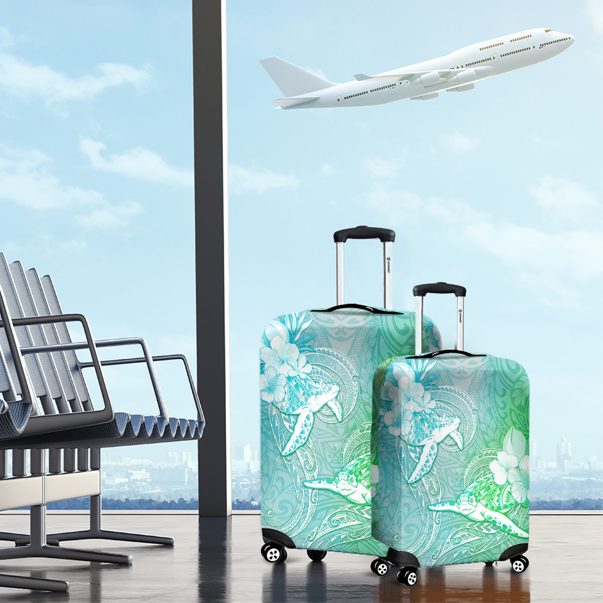 Couple Sea Turtle One Love One Heart Luggage Cover LT05 - Polynesian Pride