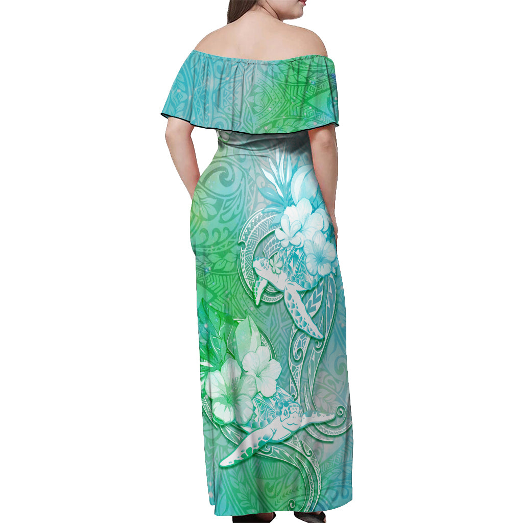 Couple Sea Turtle One Love One Heart Off Shoulder Maxi Dress LT05 - Polynesian Pride