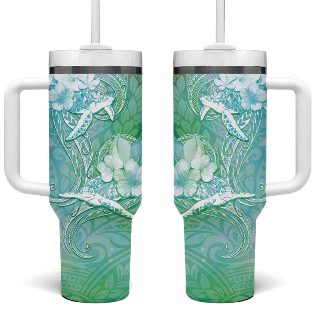 Couple Sea Turtle One Love One Heart Tumbler With Handle LT05 One Size: 40 oz Aqua - Polynesian Pride