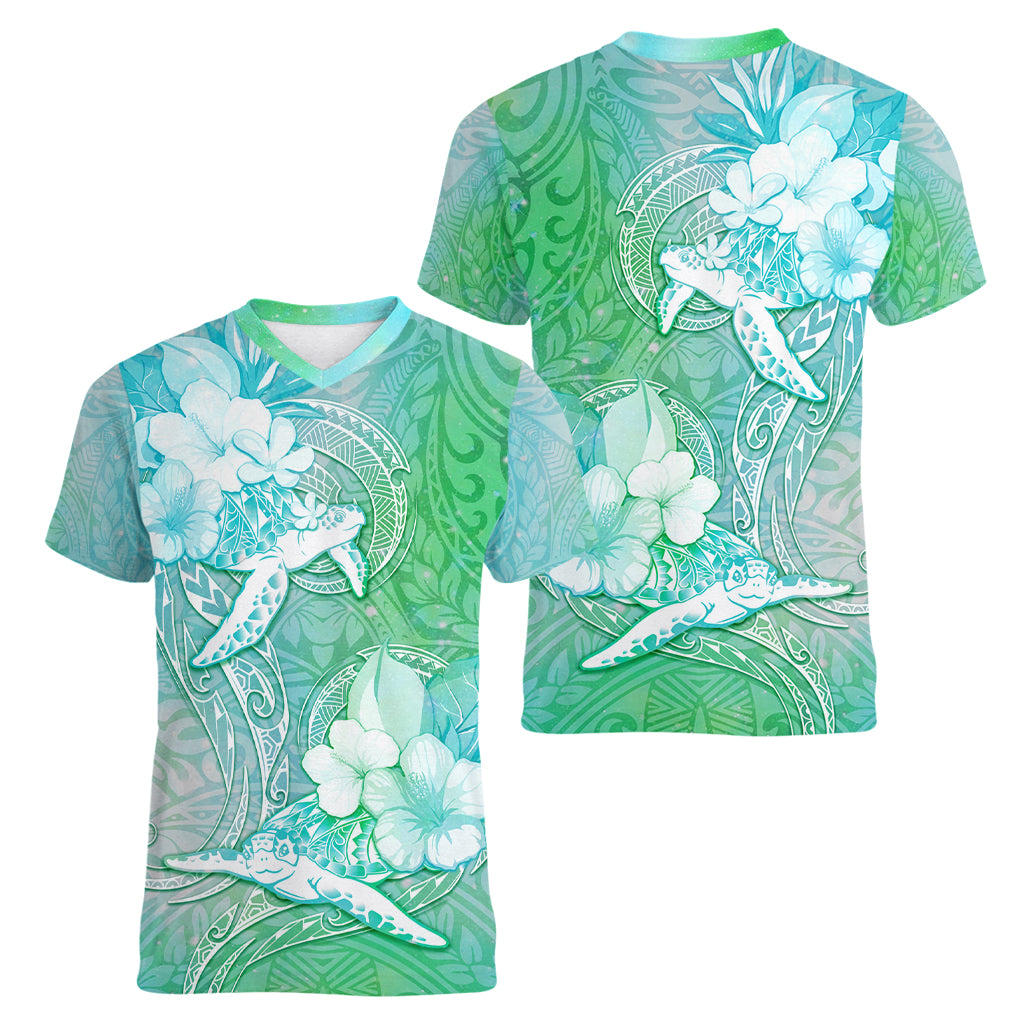 Couple Sea Turtle One Love One Heart Women V Neck T Shirt LT05 - Polynesian Pride