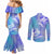 Couple Blue Sea Turtle Heart Love Couples Matching Mermaid Dress and Long Sleeve Button Shirt LT05 - Polynesian Pride
