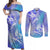 Couple Blue Sea Turtle Heart Love Couples Matching Off Shoulder Maxi Dress and Long Sleeve Button Shirt LT05 Blue - Polynesian Pride