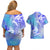 Couple Blue Sea Turtle Heart Love Couples Matching Off Shoulder Short Dress and Hawaiian Shirt LT05 - Polynesian Pride