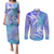 Couple Blue Sea Turtle Heart Love Couples Matching Puletasi Dress and Long Sleeve Button Shirt LT05 Blue - Polynesian Pride