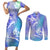 Couple Blue Sea Turtle Heart Love Couples Matching Short Sleeve Bodycon Dress and Long Sleeve Button Shirt LT05 Blue - Polynesian Pride