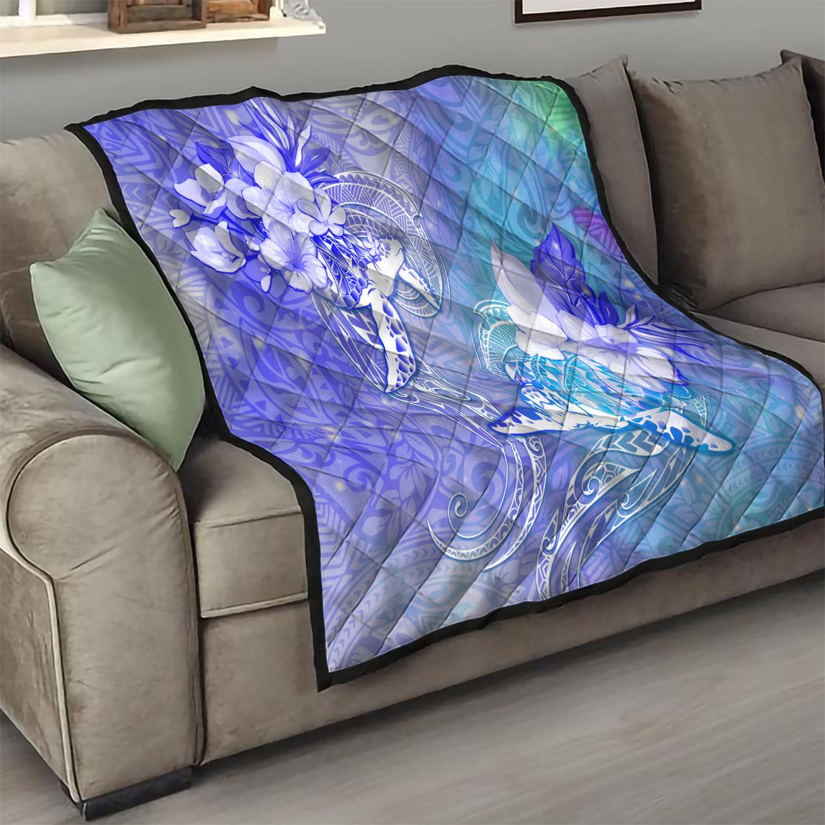 Couple Blue Sea Turtle Heart Love Quilt LT05 - Polynesian Pride