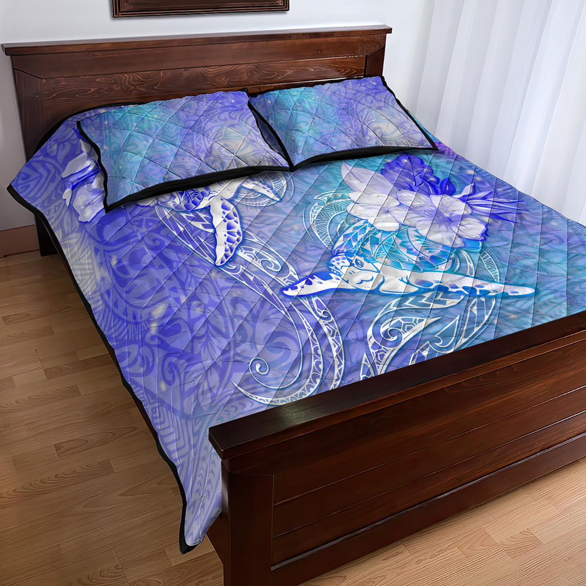 Couple Blue Sea Turtle Heart Love Quilt Bed Set LT05 - Polynesian Pride