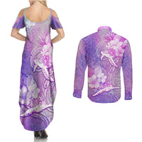 Couple Sea Turtle Love Give Us A Fairytale Couples Matching Summer Maxi Dress and Long Sleeve Button Shirt LT05 - Polynesian Pride