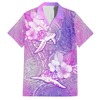 Couple Sea Turtle Love Give Us A Fairytale Family Matching Puletasi Dress and Hawaiian Shirt LT05 Dad's Shirt - Short Sleeve Pink - Polynesian Pride