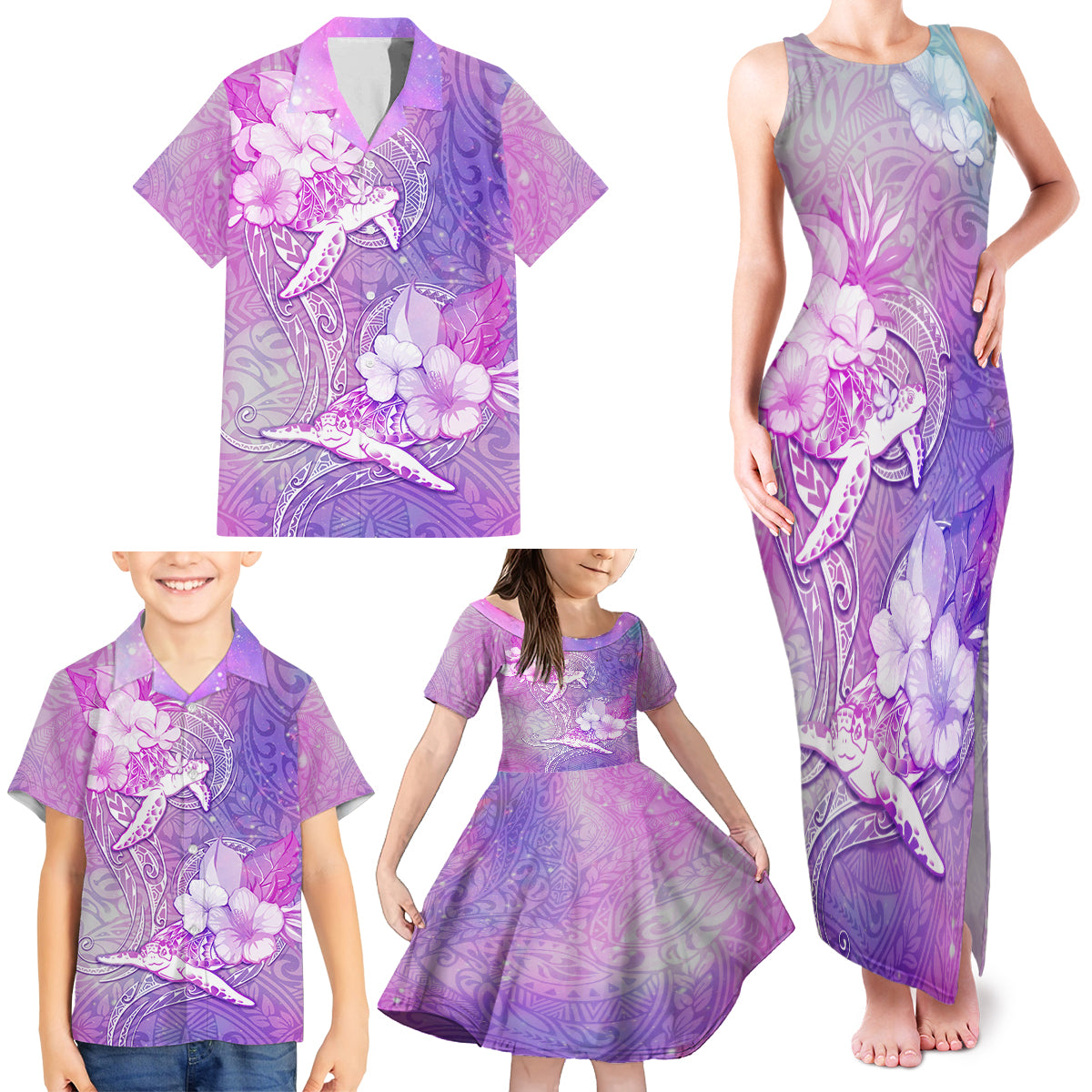 Couple Sea Turtle Love Give Us A Fairytale Family Matching Tank Maxi Dress and Hawaiian Shirt LT05 - Polynesian Pride