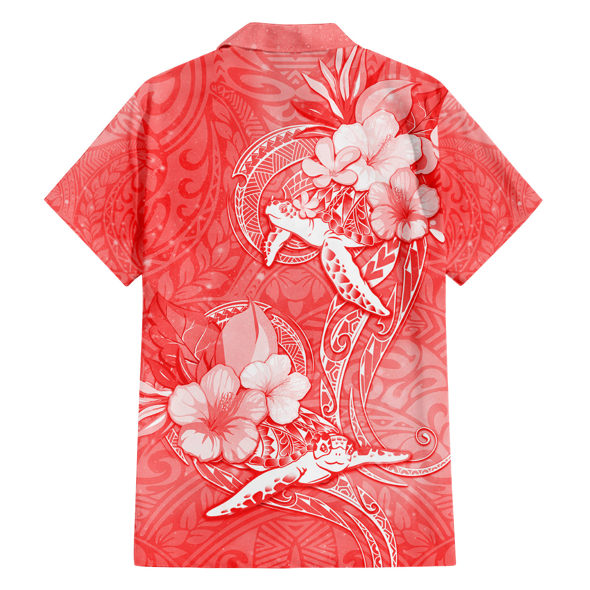 Polynesia Sea Turtle Couple Family Matching Summer Maxi Dress and Hawaiian Shirt Happy Valentine Day Red LT05 - Polynesian Pride