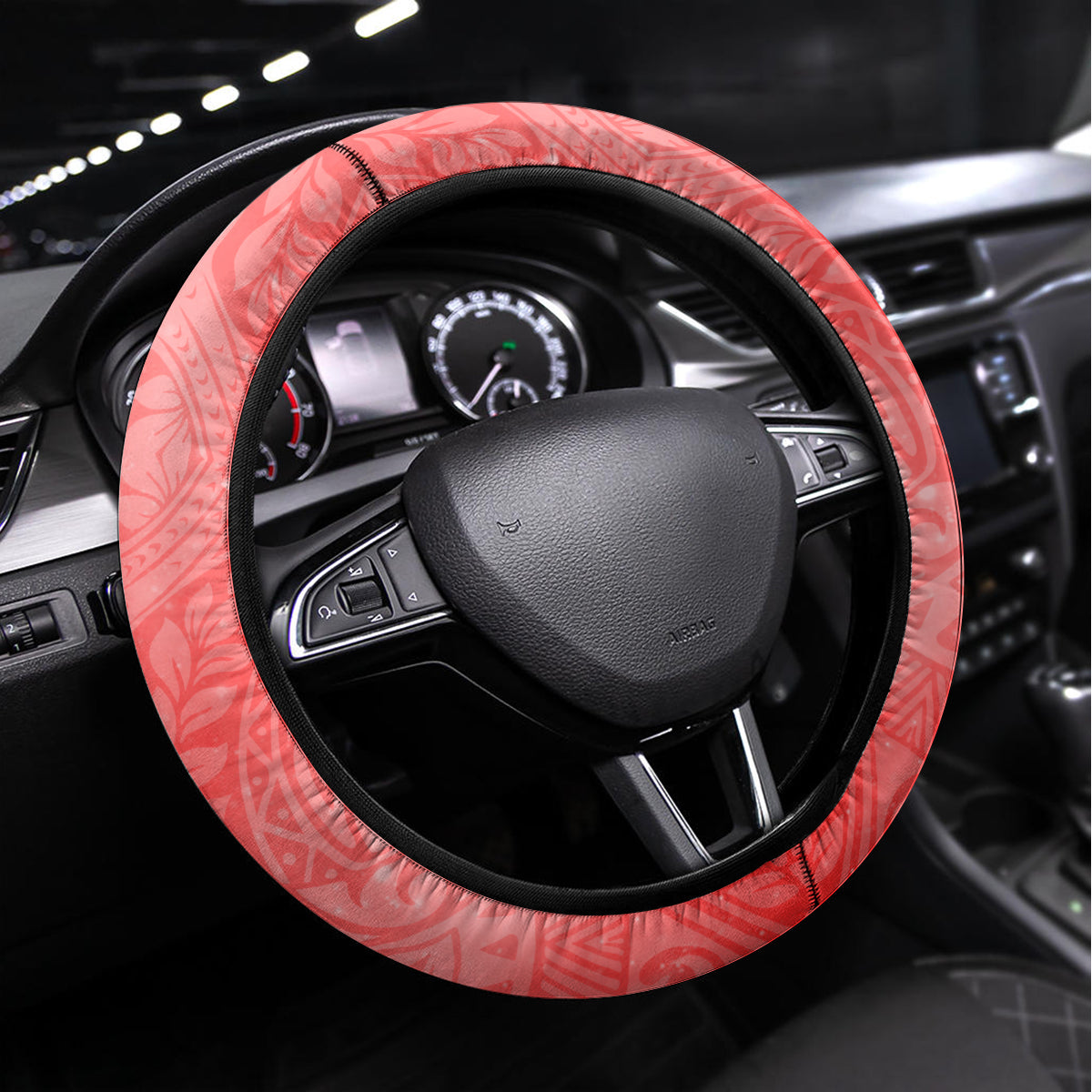 Polynesia Sea Turtle Couple Steering Wheel Cover Happy Valentine Day Red LT05 Universal Fit Red - Polynesian Pride