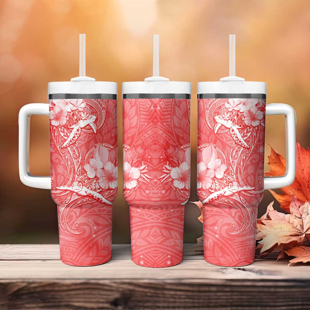 Polynesia Sea Turtle Couple Tumbler With Handle Happy Valentine Day Red LT05