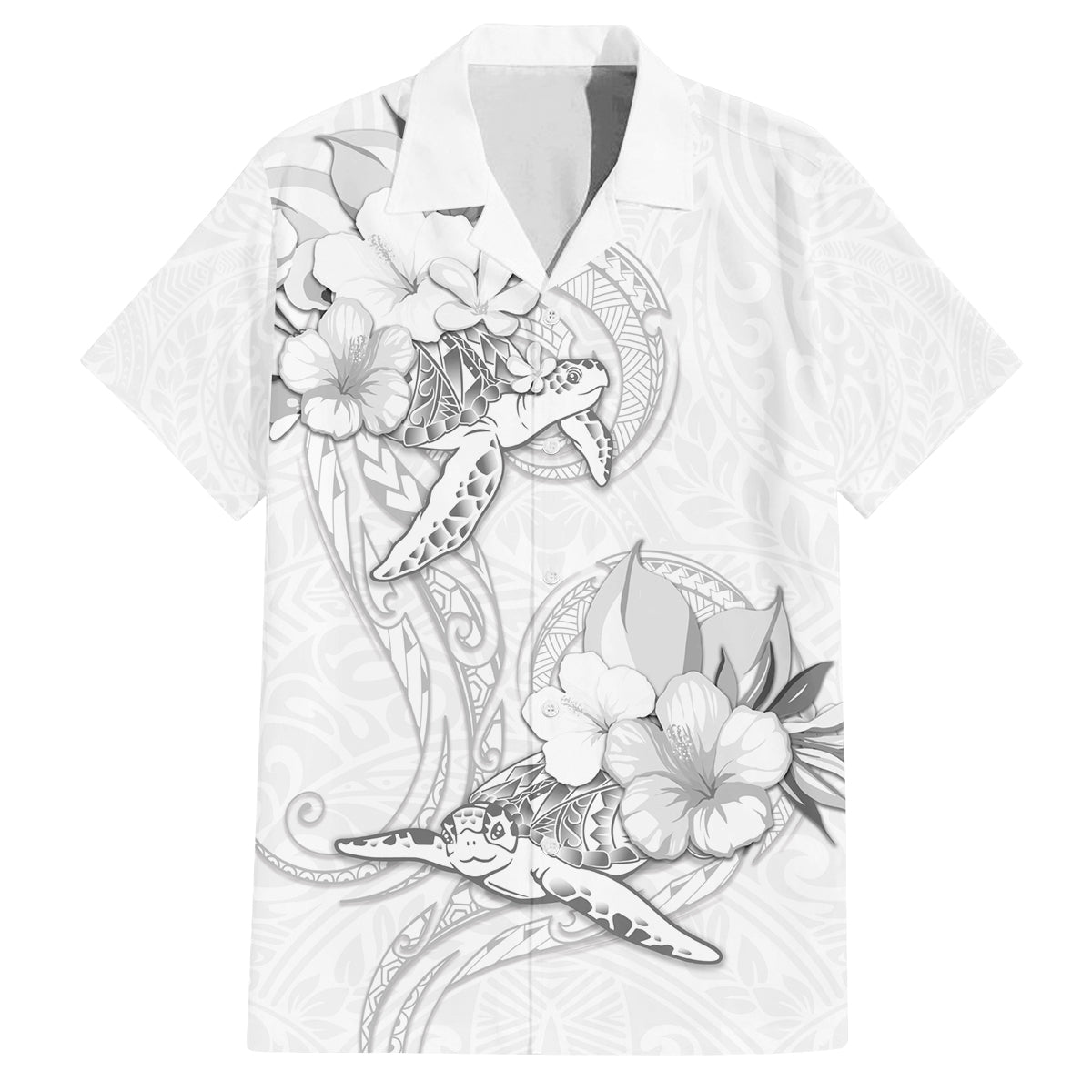 Polynesia Sea Turtle Couple Family Matching Off Shoulder Maxi Dress and Hawaiian Shirt Happy Valentine Day White LT05 Dad's Shirt - Short Sleeve White - Polynesian Pride