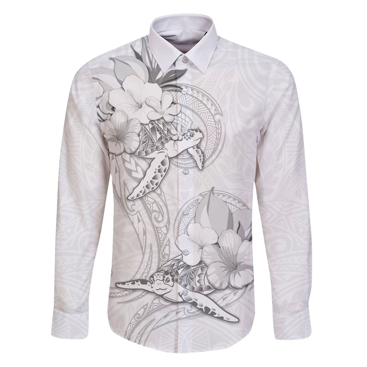 Polynesia Sea Turtle Couple Family Matching Puletasi Dress and Hawaiian Shirt Happy Valentine Day White LT05 Dad's Shirt - Long Sleeve White - Polynesian Pride