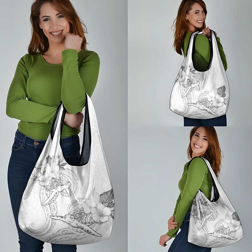 Polynesia Sea Turtle Couple Grocery Bag Happy Valentine Day White