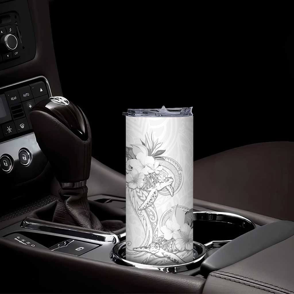 Polynesia Sea Turtle Couple Skinny Tumbler Happy Valentine Day White