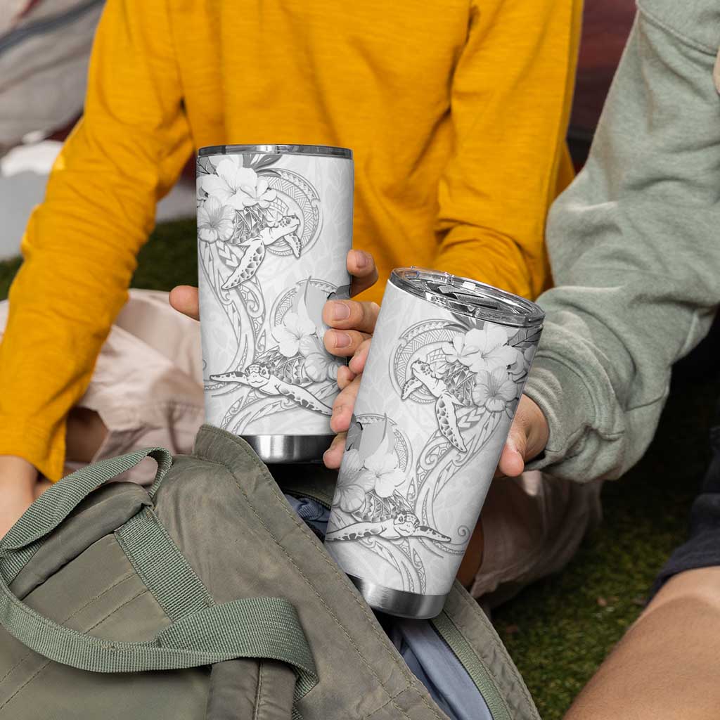 Polynesia Sea Turtle Couple Tumbler Cup Happy Valentine Day White