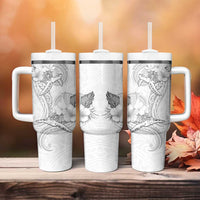 Polynesia Sea Turtle Couple Tumbler With Handle Happy Valentine Day White
