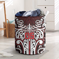 Custom Aotearoa Ngapuhi Laundry Basket Maori Tribal Pattern Mix Poutama LT05 Red - Polynesian Pride