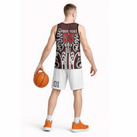 Custom Aotearoa Ngapuhi Basketball Jersey Maori Tribal Pattern Mix Poutama