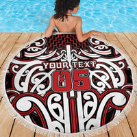 Custom Aotearoa Ngapuhi Beach Blanket Maori Tribal Pattern Mix Poutama LT05 - Polynesian Pride